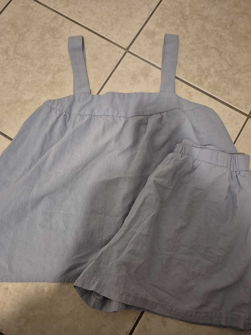 SHEIN Light Blue Linen-Blend Tank Top Set